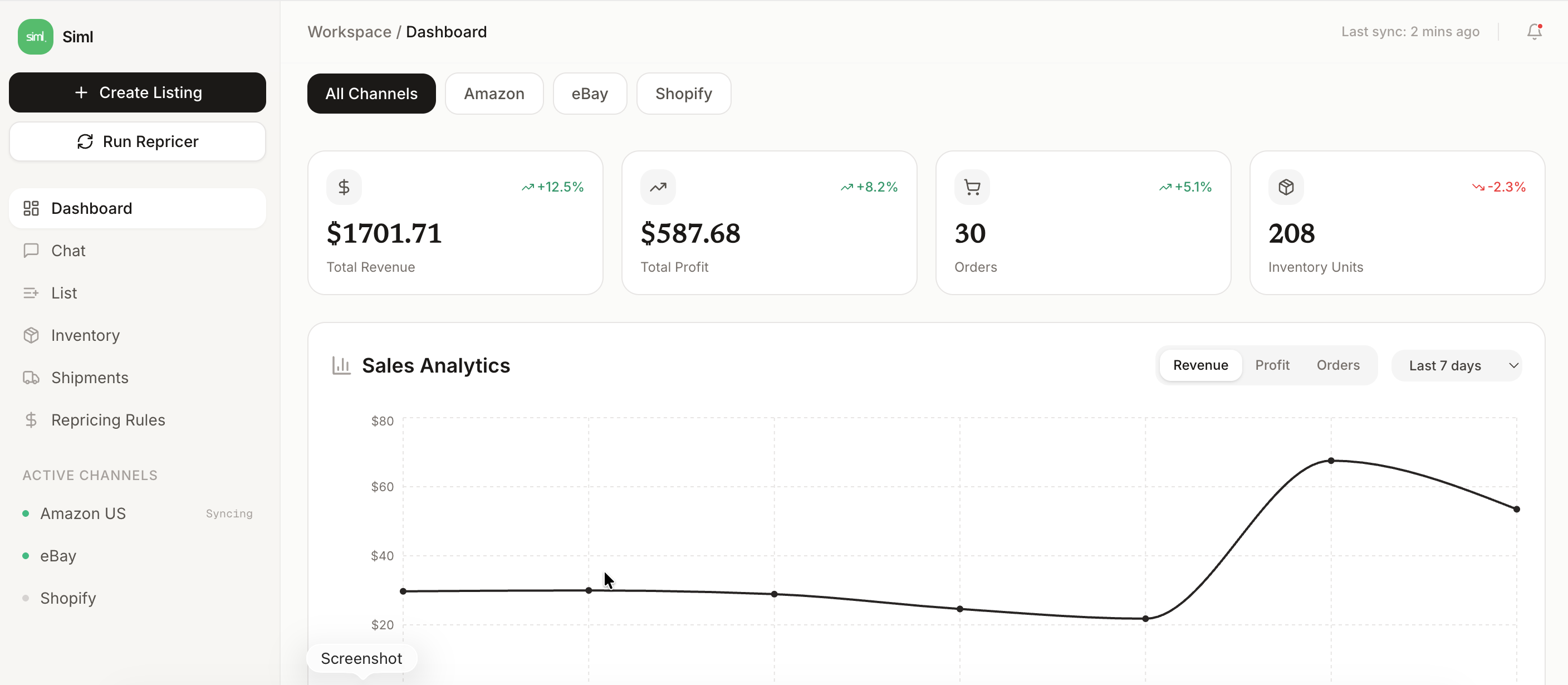 Siml Dashboard - Real-time analytics and inventory management