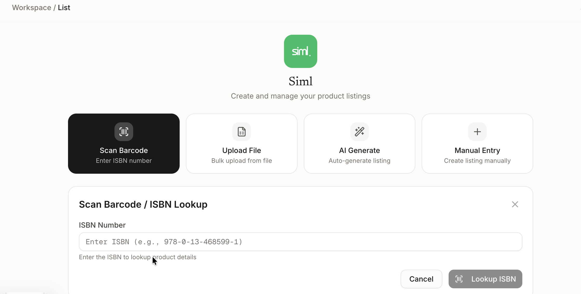 List Feature Screenshot