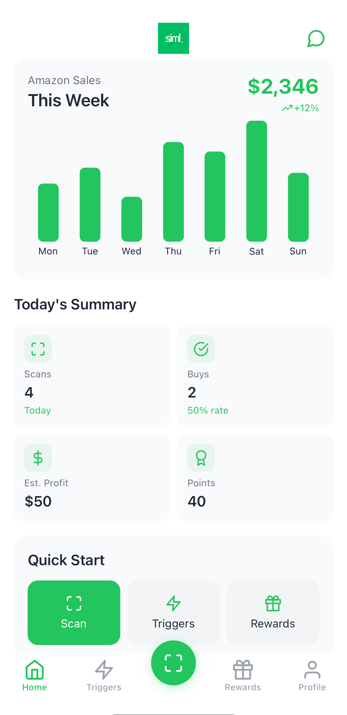 SIML Scanner - Dashboard view